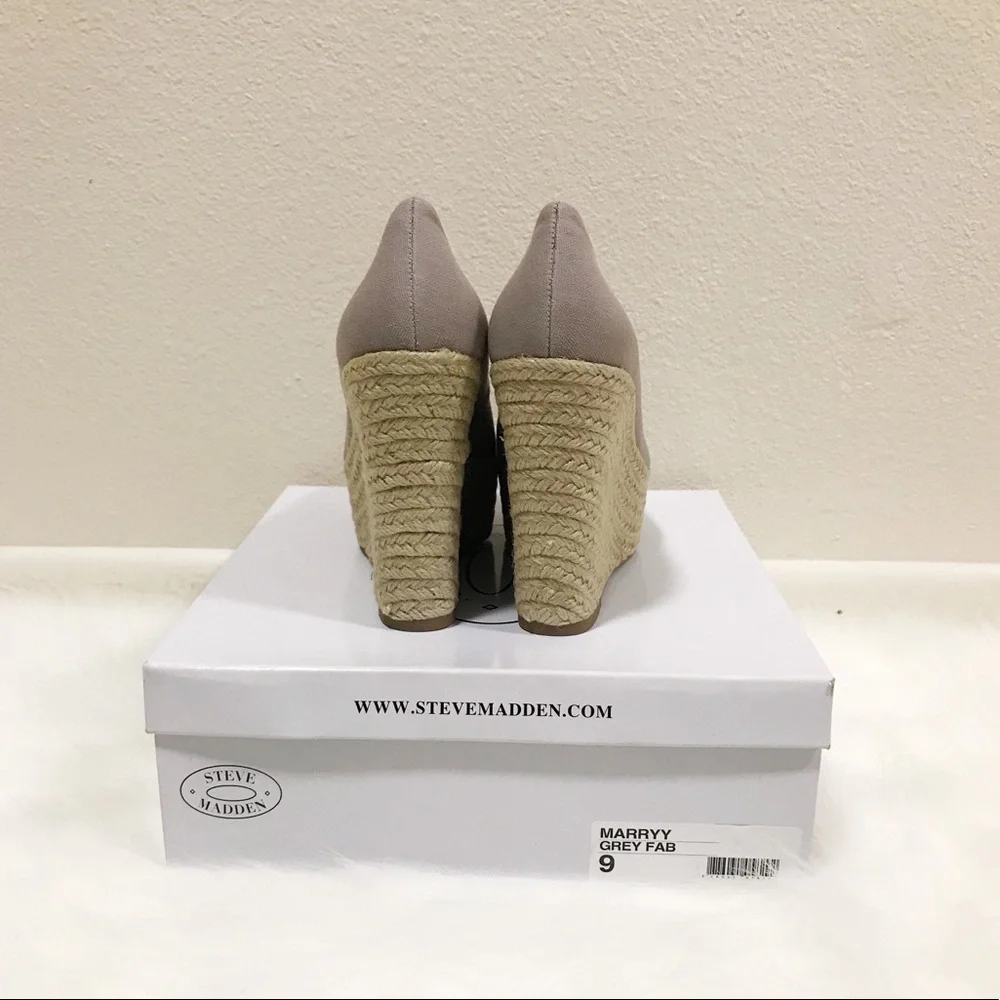 Steve Madden Taupe Platform Espadrille Wedges